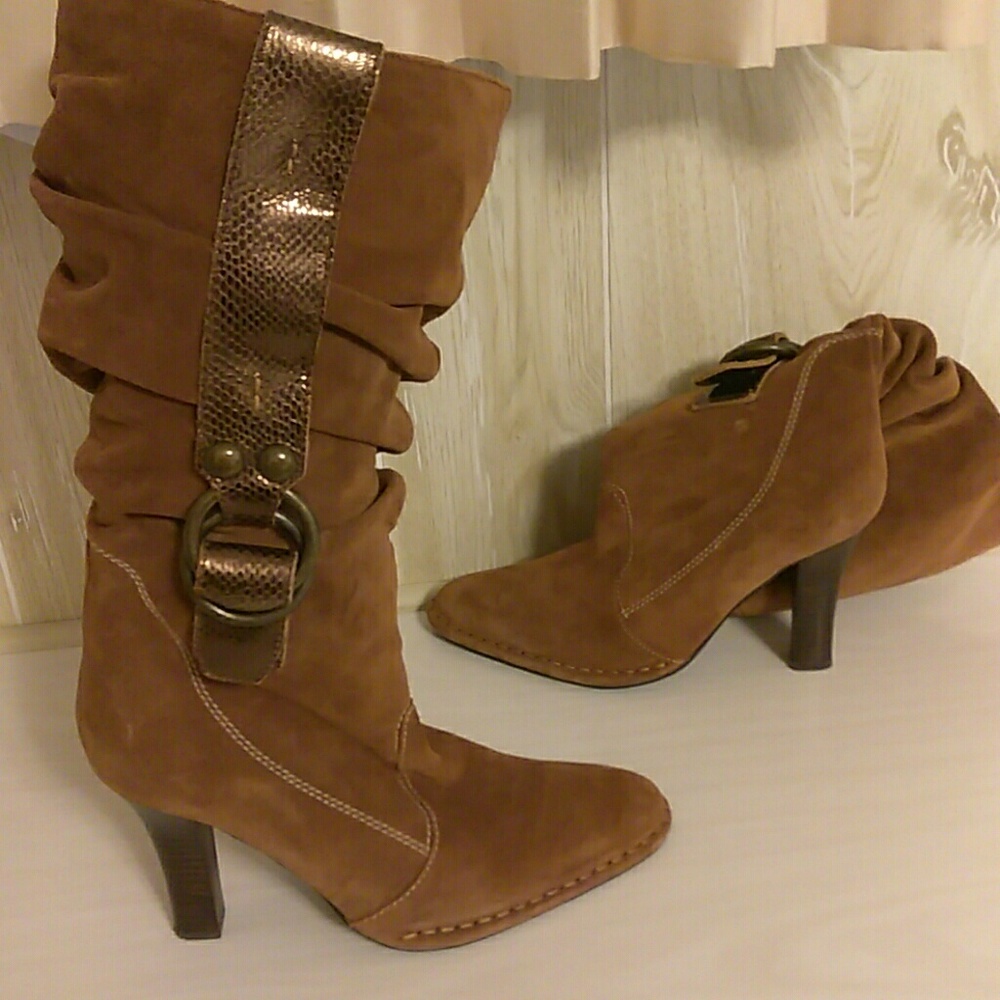 Brown suede boots